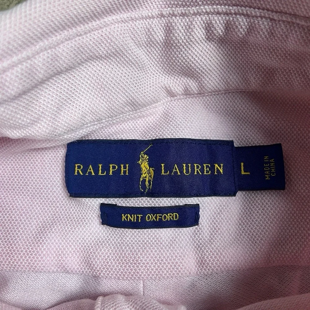 Polo‎ Ralph Lauren Polo Shirt Size Large Pink Knit Oxford Flesh Pony Logo